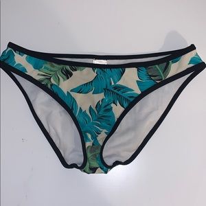 Blue and green leaf bikini bottom